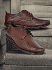 Allen Cooper Men Brown Textured Leather Derbys