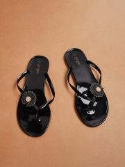 Ginger by Lifestyle Women Black Thong Flip-Flops