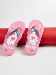 Fame Forever by Lifestyle Girls Pink & White Printed Thong Flip-Flops