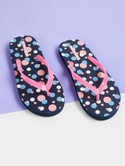 Fame Forever by Lifestyle Girls Navy Blue Printed Thong Flip-Flops