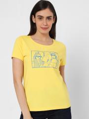 Vero Moda Women Yellow Printed T-shirt