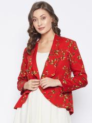 PURYS Women Red & Green Printed Shrug