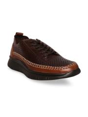 Lee Cooper Men Brown Textured Leather Sneakers