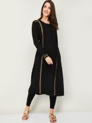 Melange by Lifestyle Women Black Solid Acrylic Kurta