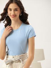 DressBerry Women Blue Solid T-shirt