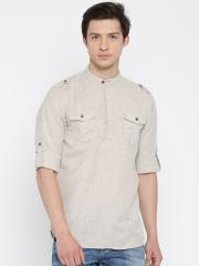 The Indian Garage Co Men Beige Solid Kurta