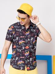 The Indian Garage Co Men Black Printed Casual Shirt