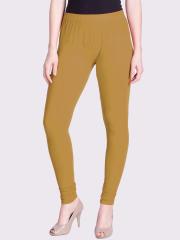 LYRA Women Mustard Brown Solid Churidar-Length Leggings