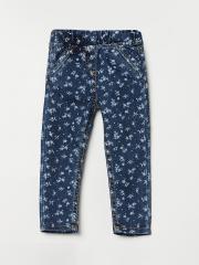 Juniors Girls Blue Printed Jeans