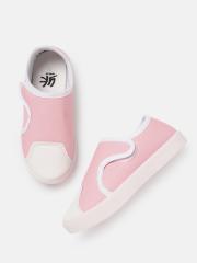 YK Girls Pink & White Solid Sneakers