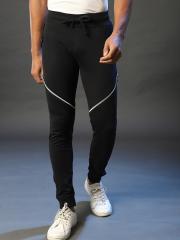 Campus Sutra Men Black Solid Cotton Joggers