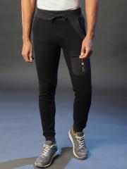 Campus Sutra Men Black Solid Cotton Joggers