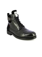 Alberto Torresi Men Black Leather Flat Boots