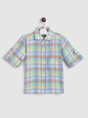 YK Boys Blue Checked Casual Shirt