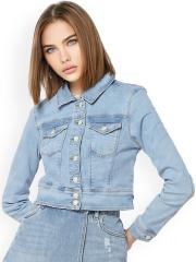 ONLY Women Blue Crop Denim Jacket