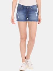 Aeropostale Women Blue Washed Denim Shorts