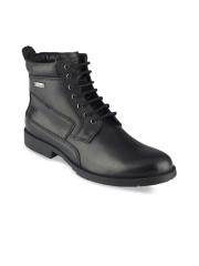 Red Chief Men Black Leather Flat Boots