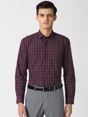 Peter England Men Purple Checked Formal Shirt