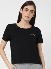 Vero Moda Women Black Cotton T-shirt