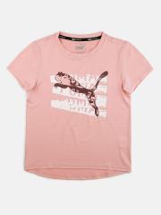 Puma Girls Pink & White Printed T-shirt