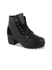 Shoetopia Girls Black Wedge Heeled Boots