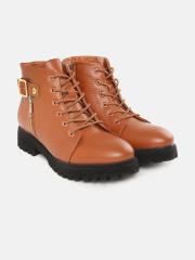 Carlton London Women Tan Solid Flat Boots