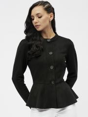 Harpa Women Black Solid Tailored Jacket