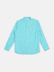 U S Polo Assn Boys Blue Printed Casual Shirt