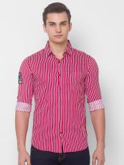 SPYKAR Men Red Striped Casual Shirt