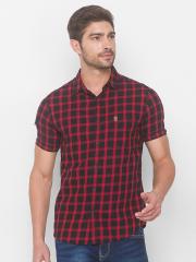 SPYKAR Men Red Checked Casual Shirt