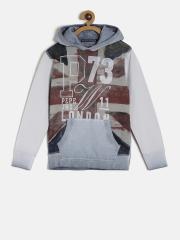 Pepe Jeans Boys Grey Printed Hooded Sweatshirt