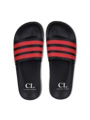 Carlton London Men Black & Red Striped Sliders