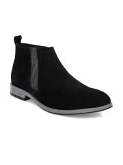 Hitz Men Black Leather Flat Boots