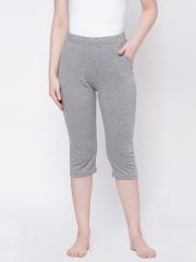 Sweet Dreams Women Grey Melange Lounge Capris