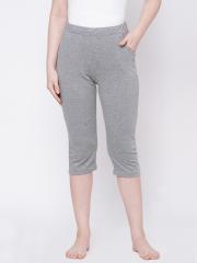 Sweet Dreams Women Grey Melange Lounge Capris