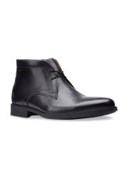 Clarks Men Black Leather Flat Boots