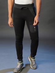 Campus Sutra Men Black Solid Cotton Joggers