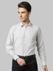 Park Avenue Men Grey Striped Formal Shirt