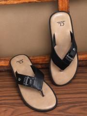 Carlton London Men Beige & Black Comfort Sandals