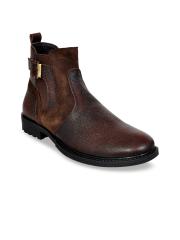 Allen Cooper Men Brown Leather Flat Boots