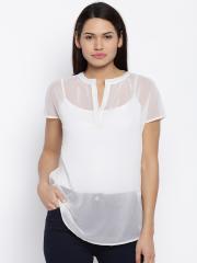 Park Avenue Women White Solid Shirt Style Top