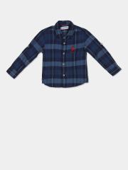 U S Polo Assn Boys Blue Checked Casual Shirt