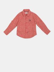 U S Polo Assn Boys Red Printed Casual Shirt