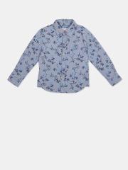 U S Polo Assn Boys Blue Printed Casual Shirt