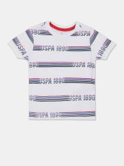 U S Polo Assn Boys White Striped T-shirt