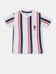 U S Polo Assn Boys White Striped T-shirt