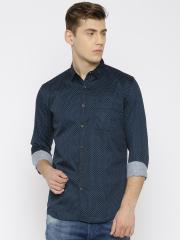 Nature Casuals Men Navy Blue Slim Fit Printed Casual Shirt