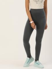 FOREVER 21 Women Charcoal Grey Solid HIgh Rise Leggings