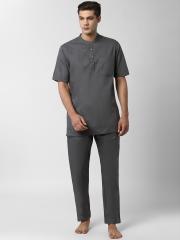 Peter England Men Grey Solid Night suit