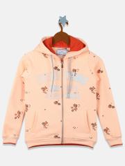 Monte Carlo Girls Peach Printed Hooded Sweatshirt